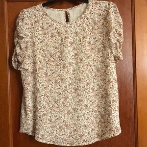 Loft cream floral blouse, size M